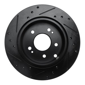 Mitsubishi Eclipse Brake Rotor (1) - Rear Right - R1 Concepts - Drilled & Slotted - Black - `06-`12